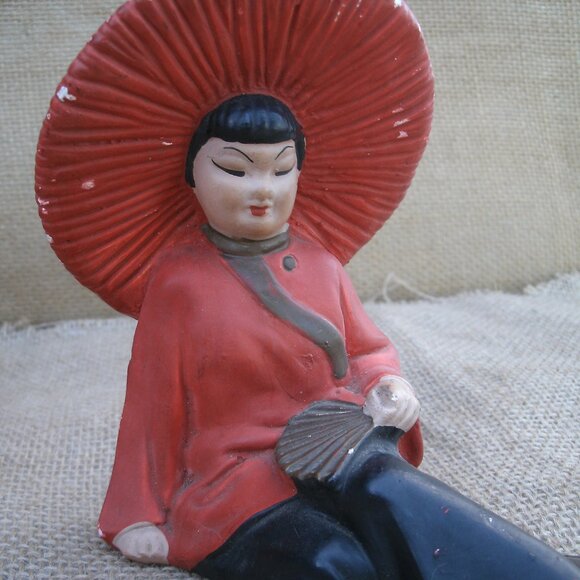 Vintage Chinese Boy & Girl Chalkware Figurines - Picture 10 of 16